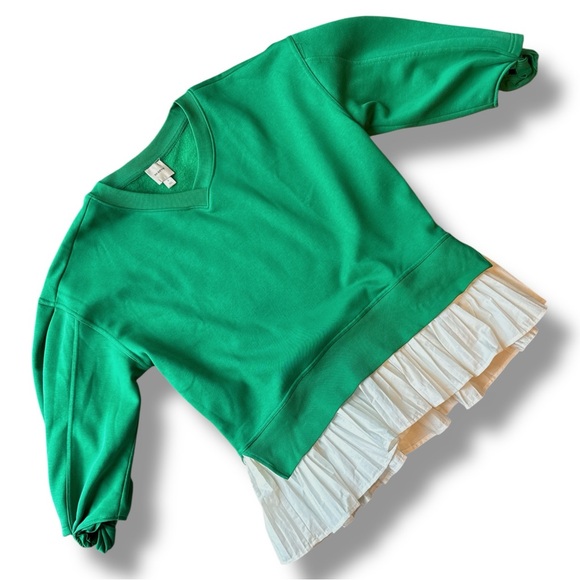 NWT Anthropologie Maeve Green/White V-Neck Twofer Knit Pullover Small - Picture 5 of 12